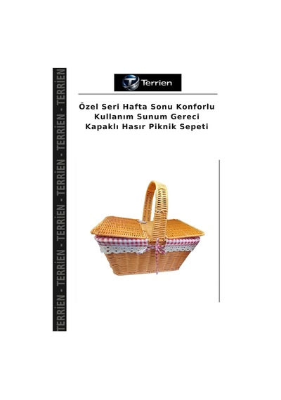 Özel Seri Hafta Sonu Konforlu Kullanım Sunum Gereci Kapaklı Hasır Piknik Sepeti