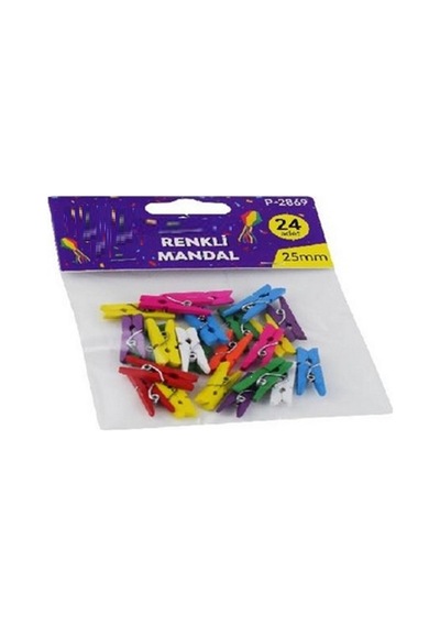 Küçük Boy Renkli Mandal 25 mm - 24 Adet-Paket Diğer