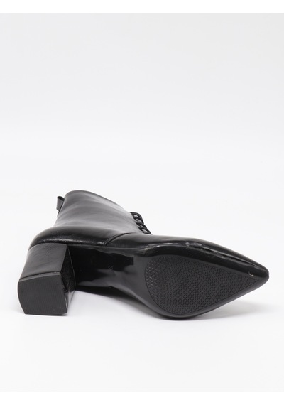 Nesilshoes Nesil Shoes Pres 1037 Siyah Krşk Rugan Topuklu Kadın Bot