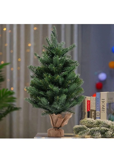 Lapidaria 40 Cm Led Işıklı Yılbaşı Çam Ağacı Kütük Tabanlı Jüt Ipli Diğer