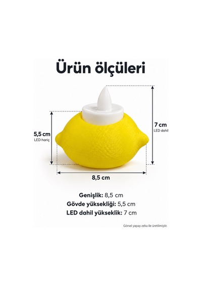 Limon Tasarımlı Tealight Mumluk 3d Baskı Dekoratif Tealight Mumluk Sarı