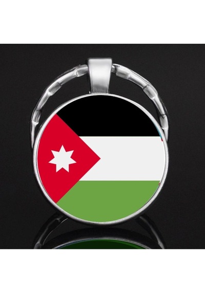 Tamgacrafts Ürdün Jordan Bayrağı Metal Anahtarlık Ülke Temalı Hediyelik Çok Renkli
