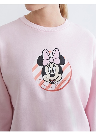Lcw Comfort Pembe Minnie Mouse Baskılı Kadın Kalın Sweatshirt
