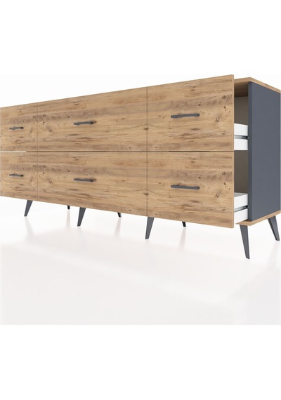 Hyperion Konsol 6 Çekmeceli 176x44x83 Antrasit-antrasit/çam Antrasit/çam Hyperion Konsol 6 Çekmeceli 176x44x83 Antrasit-antrasit/çam Antrasit/çam