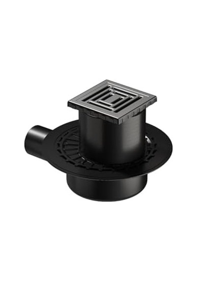 V-flow Kare 5607314 Yalıtımlı Duş Kanalı, Yandan Çıkışlı, 10x10 Cm, Dk 800 Kapak, Mat Krom 508 Yeşil