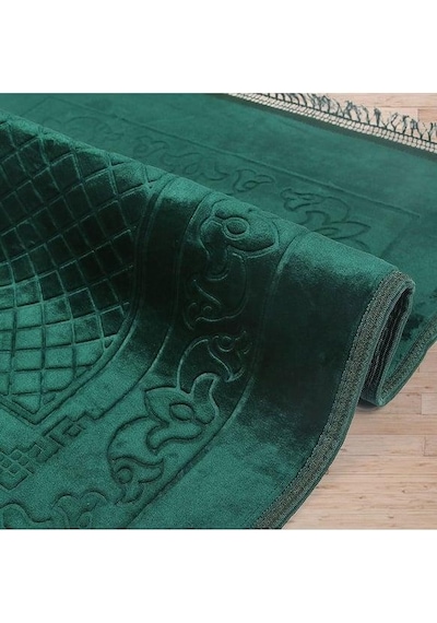 Royam Lüx Kalın Yumuşak Kaymaz Taban Peluş Seccade 80 X 120 Yeşil