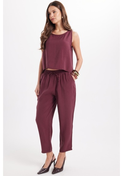 Tudors Kadın Standart Fit Normal Kesim Likralı Bisiklet Yaka Bluz Geniş Paça Bordo Pantolon Takım-50957 Tudors Kadın Standart Fit Normal Kesim Likralı Bisiklet Yaka Bluz Geniş Paça Bordo Pantolon Takım-50957