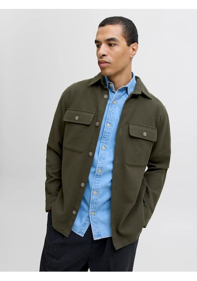 Jack & Jones Jack&jones Jprrayle Melange Solid L/s Erkek Gömlek 12286840 Haki