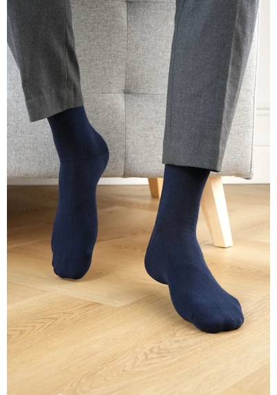 Ozzy Socks 6 Çift Yumuşak Dokulu Erkek Lacivet Bambu Dikişsiz Soket Çorap Seti Lacivert
