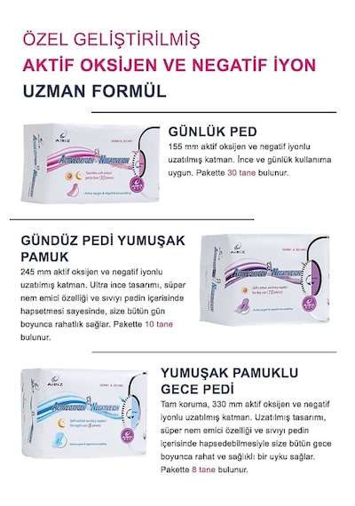 Tiens Airiz 60 Günlük + 30 Gündüz 8 Gece 6'lı Paket Hijyenik Ped Seti