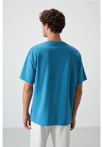 Air Jones Tommy Life Petrol Mavi Pamuklu Kalın Yüzeyi Dokulu Oversize Fit Baskılı Erkek T-shirt - 88364 Petrol Mavi Air Jones Tommy Life Petrol Mavi Pamuklu Kalın Yüzeyi Dokulu Oversize Fit Baskılı Erkek T-shirt - 88364 Petrol Mavi