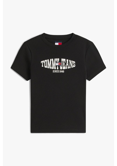 Tommy Jeans Tjw Slim Sh Dalgalı Bayrak Desenli Kısa Kollu Kadın Siyah T-shirt-16439