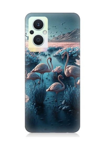 Oppo Reno 7 Lite Uyumlu Pembe Filamingolar Desenli Silikon Kılıf