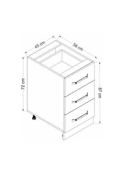 Minar Mutfak Alt Modül 3ç Nray 45cm Dolap Beyaz/dore - D1