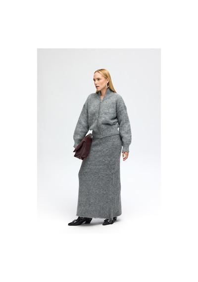 Mai Collection Mai Studios Co. Eskara Fermuarlı Gri Triko Hırka Çok Renkli