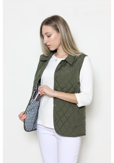 CottonCool Kadın Kapitone Yelek Haki