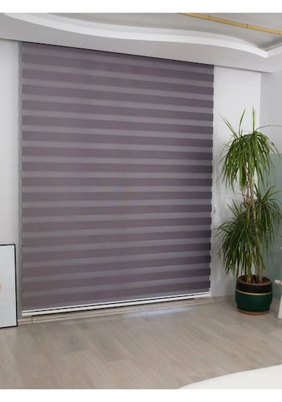 Antrasit Bambu Düz Zebra Stor Güneşlik Perde