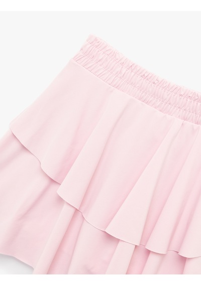 Koton Katlı Mini Volanlı Spor Şort Etek Açık Pembe 5sak40412nk Pembe