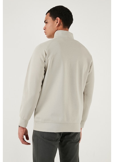 Buratti Pamuklu Relaxed Fit Yarım Fermuarlı Dik Yaka Erkek Sweat 5901232 Taş