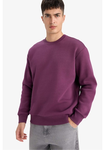 Defacto Relax Fit Bisiklet Yaka Kalın İçi Yumuşak Tüylü Basic Düz Sweatshirt T5139az25aupr79 Mor