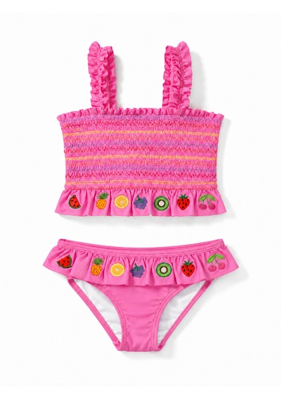 Soleda Upf 50+ Meyve Nakışlı Kız Çocuk Bikini Fruit-embroidered Pembe