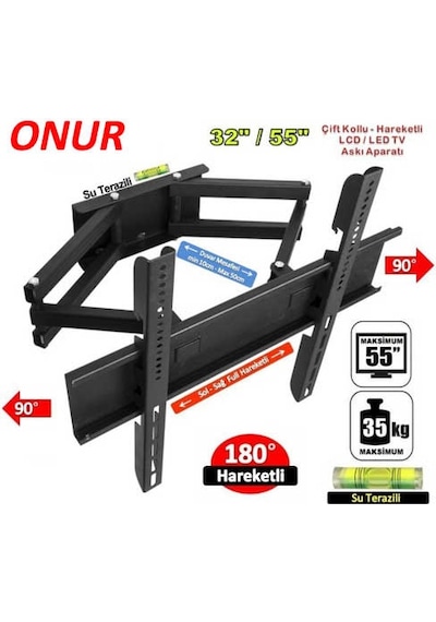 32'' 55'' Çift Kollu Hareketli Lcd Led Tv Duvar Askı Aparatı