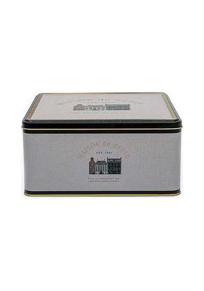 Azura Coffee Desenli Kare Metal Saklama Kabı 23.5 x 23.5 x 11 CM 5.8 L Çok Renkli