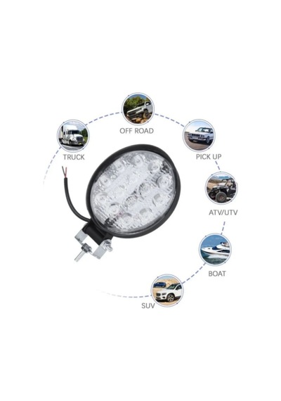 Yuvarlak 9 Led Çalışma Lambası 12v 24v Off Road Sis Farı Projektör Atv Utv Traktör