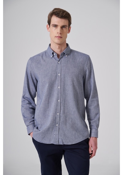 Morven Erkek Lacivert Pamuk Trend Düz Regular Fit Düğmeli Yaka Gömlek 26ms004018200 Lacivert