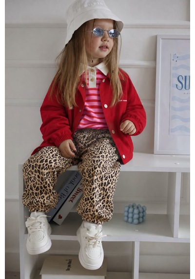Minigimin Cicileri Leopar Desenli Kız Çocuk Kot Pantolon - Leopar Diğer
