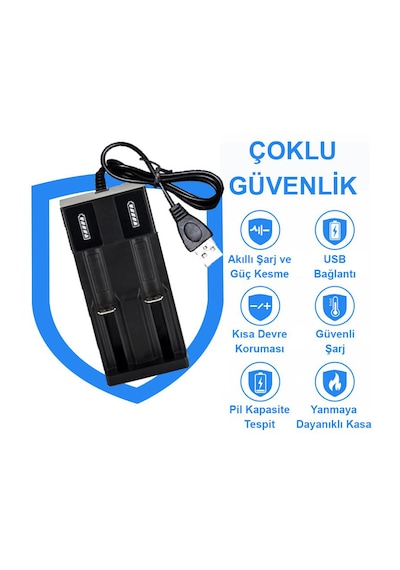 Greentech Pil Şarj Aleti (İki Yuvalı) - Lityum Pil Şarj Cihazı / GT-BC02