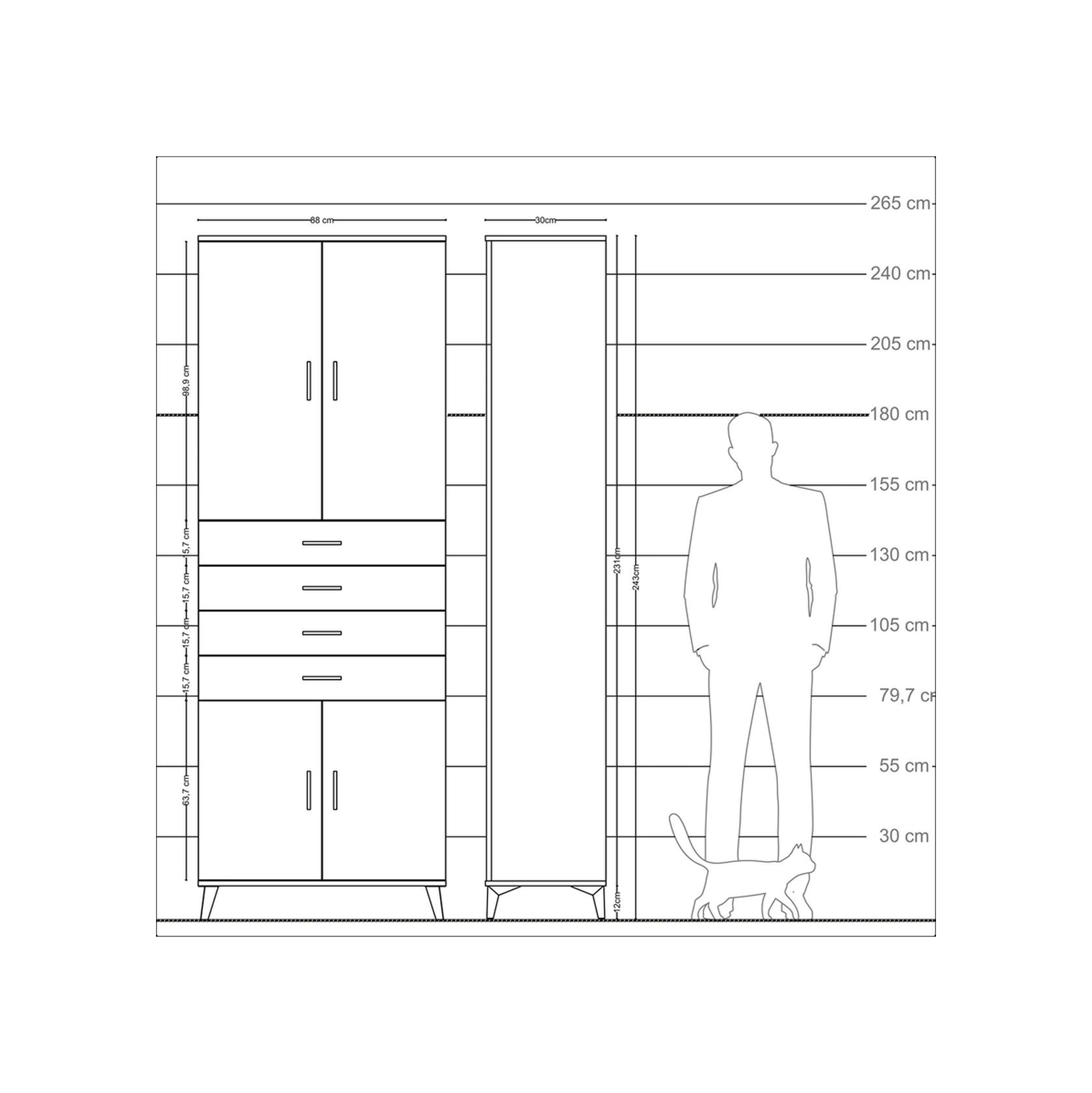 Arges Dolap 3 Raflı 4 Çekmeceli 4 Kapaklı 88x30x243 Antrasit-çam Antrasit Arges Dolap 3 Raflı 4 Çekmeceli 4 Kapaklı 88x30x243 Antrasit-çam Antrasit
