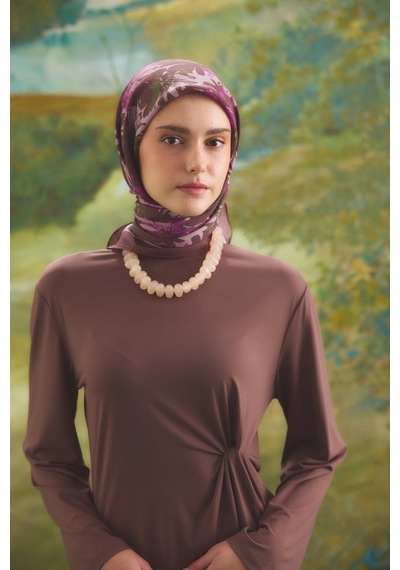 Emproyal Çiçekli Desen Velune Eşarp Pembe