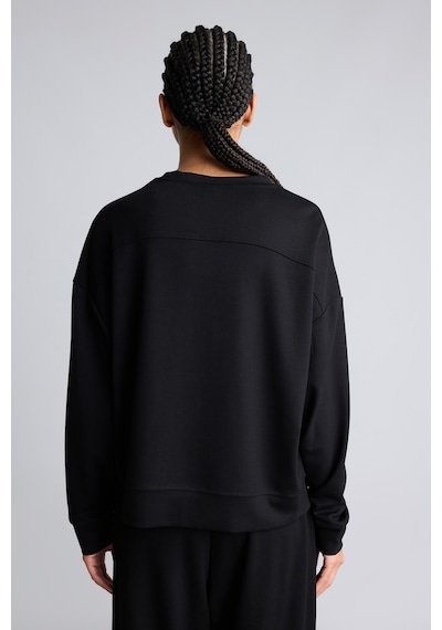Defacto Oversize Düşük Omuz Bisiklet Yaka Skuba Dalgıç Kumaş Basic Sweatshirt I9314ax26aubk81 Siyah-bk81