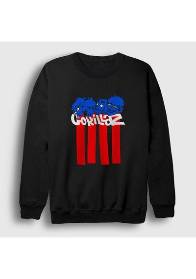 Presmono Unisex Blocks Gorillaz Sweatshirt Siyah