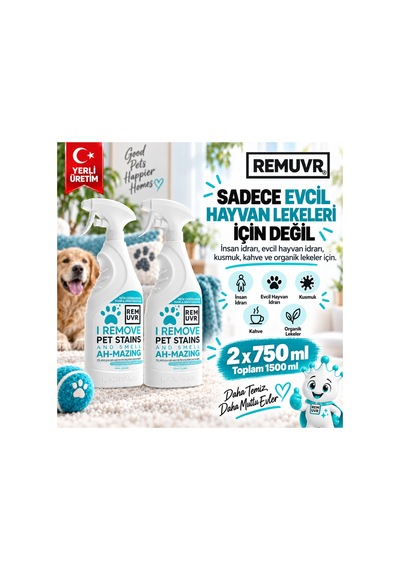 Leke Çıkarıcı Enzimatik Sprey 750 Ml Halı Koltuk Kumaş Kedi Köpek İdrar Ve Koku Giderici X 2 Adet Kedi Köpek, Halı Koltuk Yatak