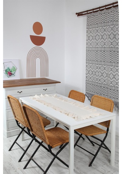 Naturel Fırfırlı Runner Vintage Krem