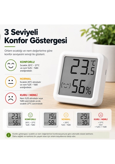 Dijital Sıcaklık Ve Nem Ölçer Lcd Ekranlı Mini Termometre Higrometre Ortam Isı Ve Nem Ölçer Duvar Ve Masaüstü Kullanım
