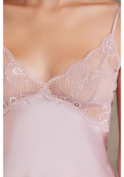 Pierre Cardin 7035 Kadın Rose Gelin Set 4'lü Saten Sabahlık Gecelik Şortlu Takım Rose