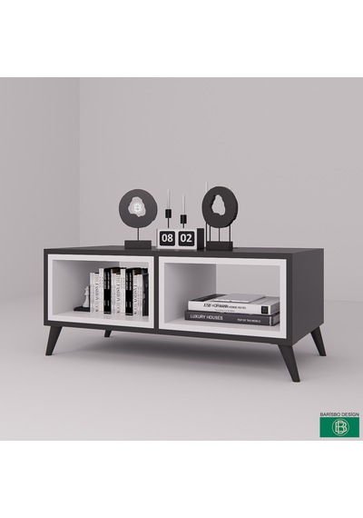 Orta Sehpa Modern Açık Raflı Antrasit - Beyaz