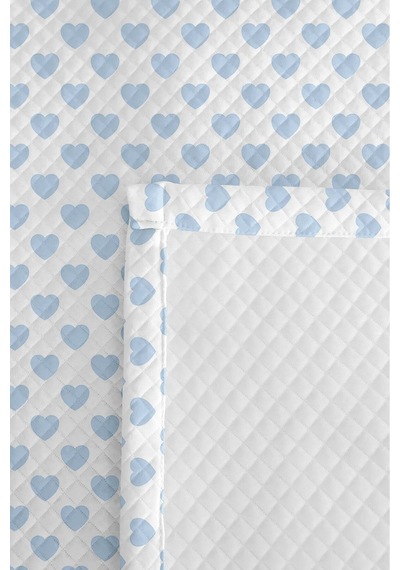 Mavi Kalp Modern Genç Odası Tek Kişilik Pike Takımı-beyaz Minimal 160x220cm Kapitone Yatak Örtüsü Bohem Seramik Sükuneti
