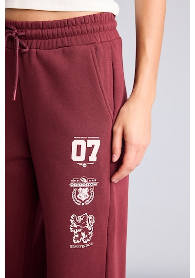 Defacto Harry Potter Wide Leg Beli Bağcıklı Baskılı Kalın Kumaş Eşofman Altı I3173ax26aubr98 Bordo-br98