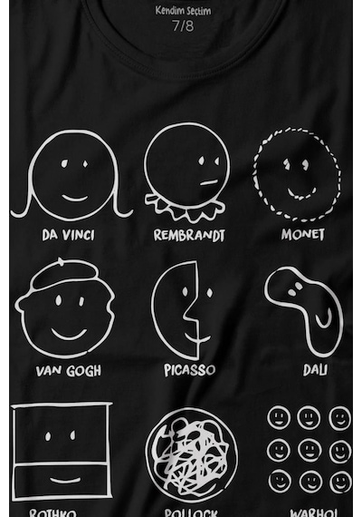 Kendim Seçtim History Of Art Monet Dali Da Vinci Baskılı Tişört Çocuk T-shirt 001