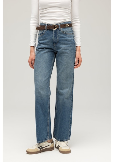 Sââde Kadın Yüksek Bel Mary Vintage Straight Fit Jean Pantolon Mavi