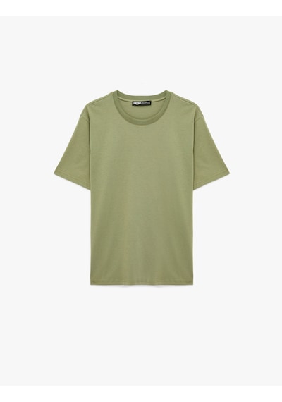 Koton Regular Fit Kısa Kollu Bisiklet Yaka Pamuklu Basic Tişört Haki 6sam10332mk