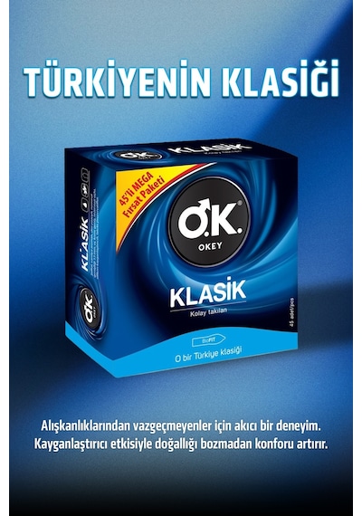 Okey Klasik Prezervatif 45'li