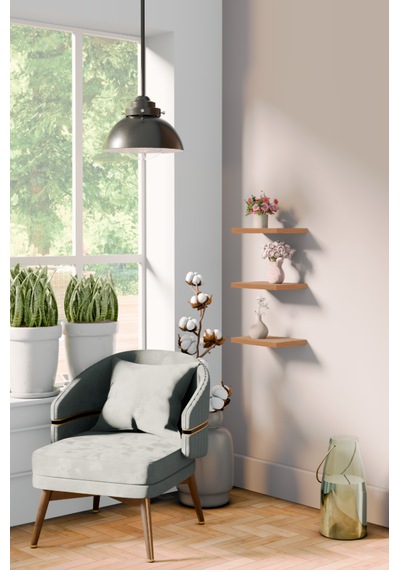 Yankı-BYEG 3lü 20 cm Safir Meşe Mdf Mini Duvar Rafı Gizli Bağlantı Çiçeklik