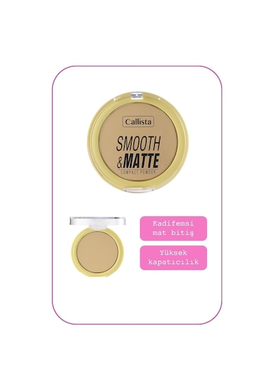 Callista Smooth & Matte Compact Powder Mat Bitişli Toz Pudra - 20 Sand