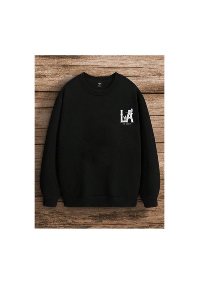 Tarzsokak Manfinity Emrg Letter Graphic Sweatshirt Siyah