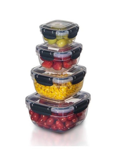4'lü Set Master Kare Saklama Kabı 275 Ml - 500 Ml - 900 Ml - 1500 Ml 001